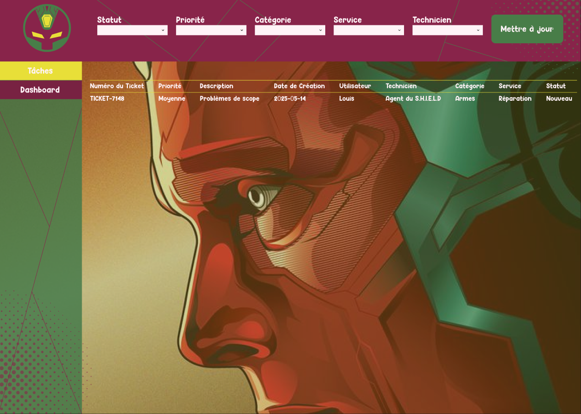 Interface administrateur - projet ticketing